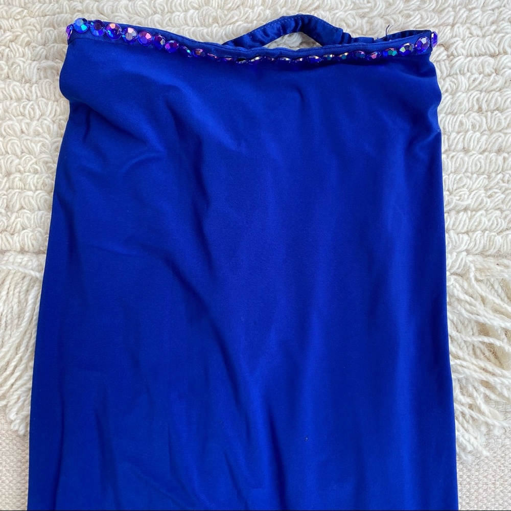 SHERRI HILL blue embellished two-piece formal dress crop top with maxi skirt 4 - Picture 9 of 16